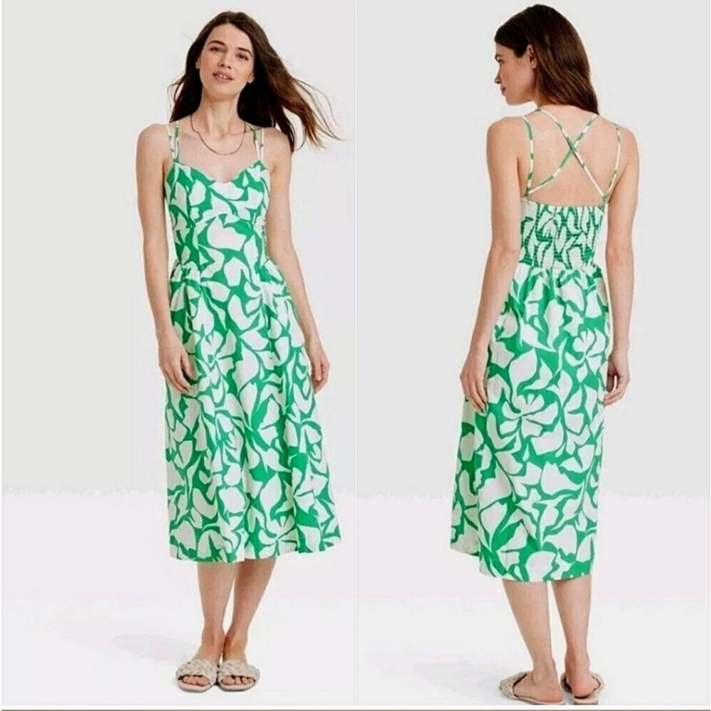 A New Day Green And White Cotton Sundress Tomato Girl. Coastal. Beachy